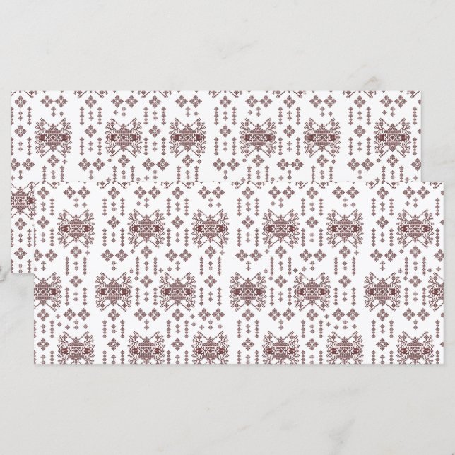Menu um fundo branco com um padrão vermelho nele (Frente/Verso)