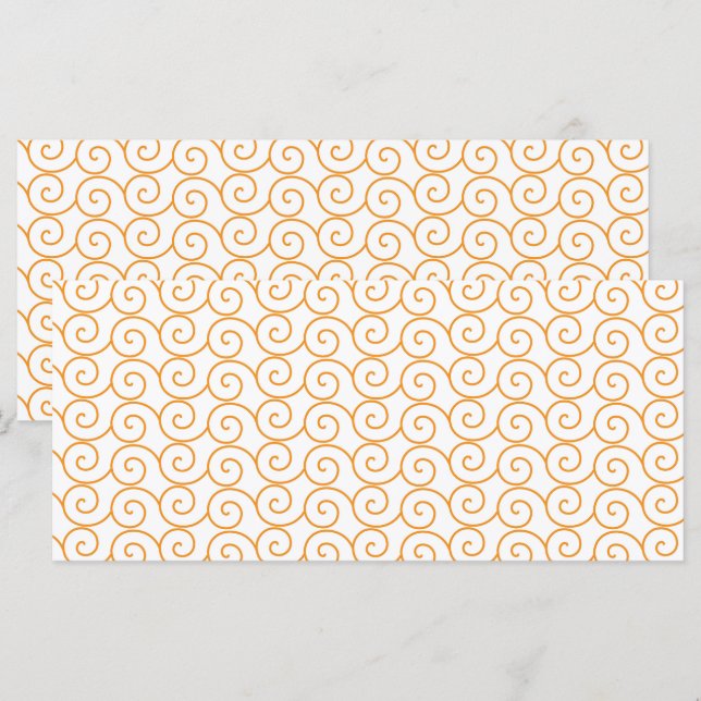 Menu um fundo laranja e branco com redemoinhos (Frente/Verso)