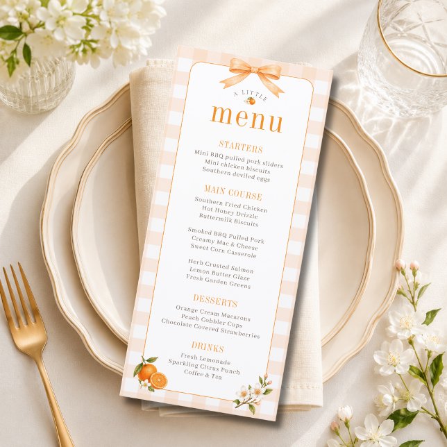 Menu Um Lindo Arco de Ginga Laranja Cutie para Chás de  (Criador carregado)