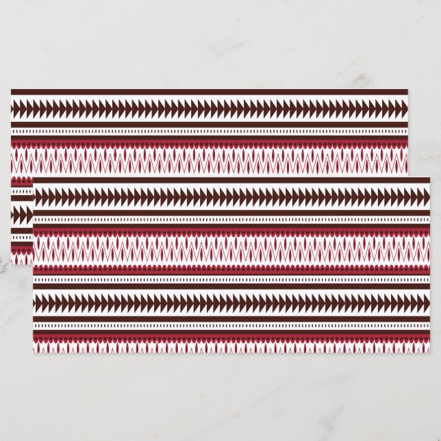 Menu um padrão listrado de vermelho e branco (Frente/Verso)