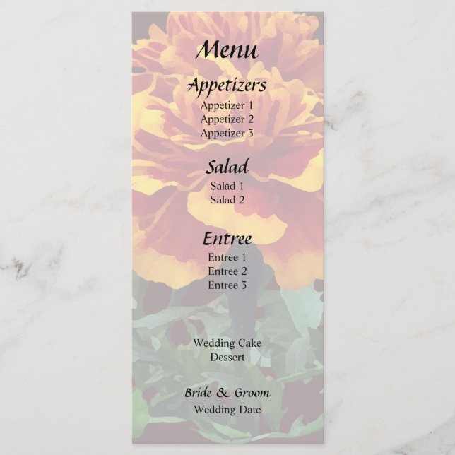 Menu Uma Marigold Laranja com Pontas Amarelas (Frente)