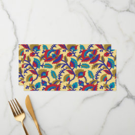 Menu Uma peça de arte têxtil vibrante com vermelho arro