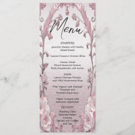 Menu Único de Casamento Floral Rosa