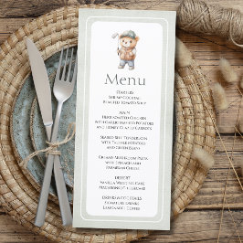 Menu Ursa de golfe verde fofa personalizada para chá de