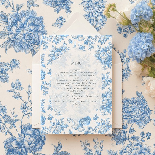 Menu Urso Floral Toile Francês (Criador carregado)