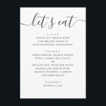 Menu Vamos comer. Argumento de casamento moderno, preto<br><div class="desc">"Vamos comer" cardápio de casamento preto e branco. Adequado para aniversário,  aniversário e qualquer outra festa. Entre em contato comigo se precisar de itens adicionais.</div>