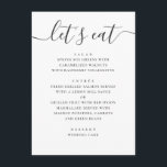 Menu Vamos comer. Argumento de casamento moderno, preto<br><div class="desc">"Vamos comer" cardápio de casamento preto e branco. Adequado para aniversário,  aniversário e qualquer outra festa. Entre em contato comigo se precisar de itens adicionais.</div>