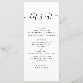 Menu Vamos comer. Casamento de guião preto e branco