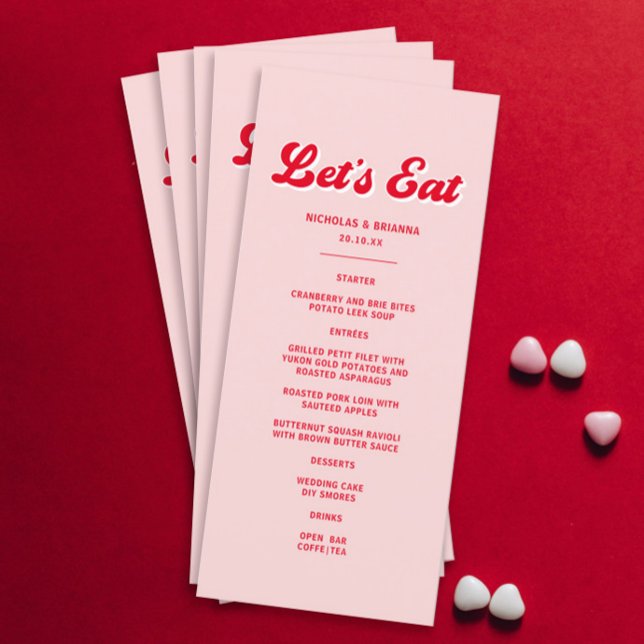 Menu Vamos Comer Casamento Vermelho e Rosa (Criador carregado)