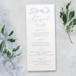 Menu Vamos Eat Dusty Blue Hand Drawn Casamento de Arco<br><div class="desc">O menu de casamento Elegante vamos come apresenta arco de fita desenhada manualmente com fontes modernas de script manuscrito em azul empoeirado,  limpo e simples. Excelente para casamento romântico moderno,  casamento maravilhoso e divertido,  casamento casual elegante. Veja todas as peças correspondentes na coleção.</div>