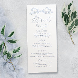 Menu Vamos Eat Dusty Blue Hand Drawn Casamento de Arco