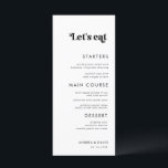 Menu Vamos Retroativo Whimsical Eat Casamento Mínimo<br><div class="desc">Este elegante menu de casamento,  com texto personalizado e um roteiro cômico,  faria uma maravilhosa adição à sua festa! Altere facilmente o texto clicando na opção "personalizar este modelo".</div>