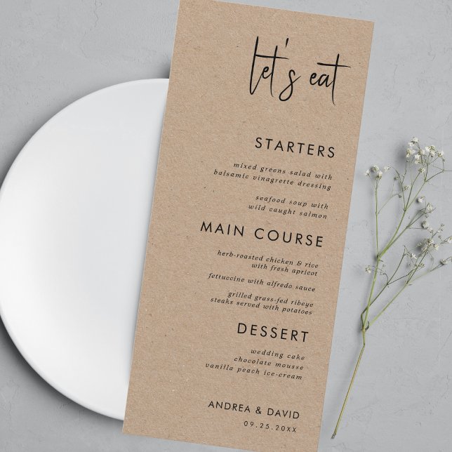 Menu Vamos Rustic Kraft Style Eat Script Simple Casamen (Criador carregado)