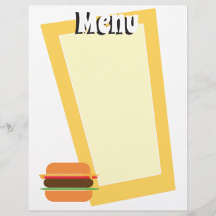 Menu vazio temático do hamburguer retro do estilo