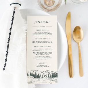 Menu Verde Caçador Casamento de esboço de montanha