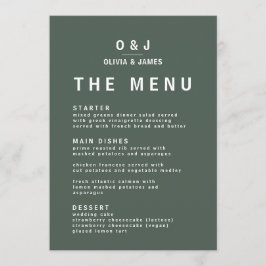 Menu Verde escuro | Casamento Moderno de Moss Minimalis
