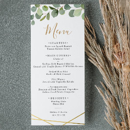 Menu Verde Eucalyptus com Casamento Geométrico Dourado