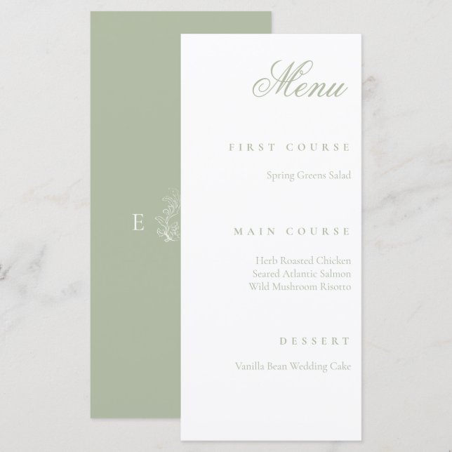 Menu verde sage (Frente/Verso)