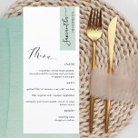 Menu Verde Sage Personalizado com o Elegante de Nome de<br><div class="desc">Porquê gastar cartões de lugar e cartões de menu quando pode ter um Menu elegante All-in-one personalizado com cada nome de convidado! Design contemporâneo, simples e elegante com uma bela caligrafia escrita à mão. Fixe no canto superior direito em tom verde sábio com nome de convidado a preto. De volta...</div>