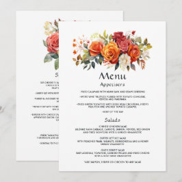 Menu Vermelho, Laranja e Floral Salvia