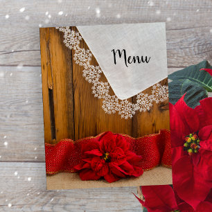 Menu vermelho rústico do casamento no inverno do