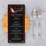 Menu Vermelhos com brilho alto | Quarenta e fabuloso An<br><div class="desc">Comemore com estilo com esses menus de festa de janto de aniversário de 40 anos de tendências. O design é fácil de personalizar com seu próprio texto e sua família e amigos ficarão entusiasmados quando eles virem esses cartões de menu fabulosos.</div>