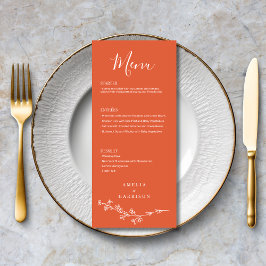 Menu Verona Sunset Orange Floral Formal Casamento Elega