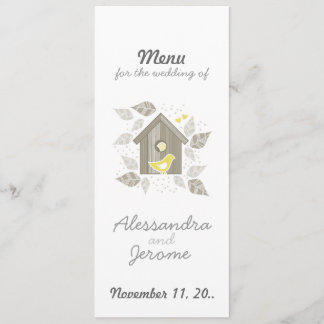 menu vertical amarelo dos pássaros em casa