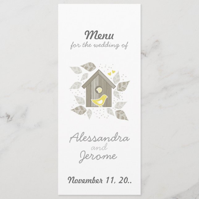 menu vertical amarelo dos pássaros em casa (Frente)