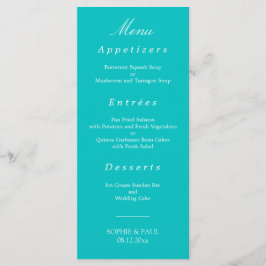 Menu Vibrant Aqua Wedding