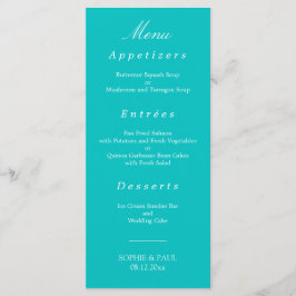 Menu Vibrant Aqua Wedding