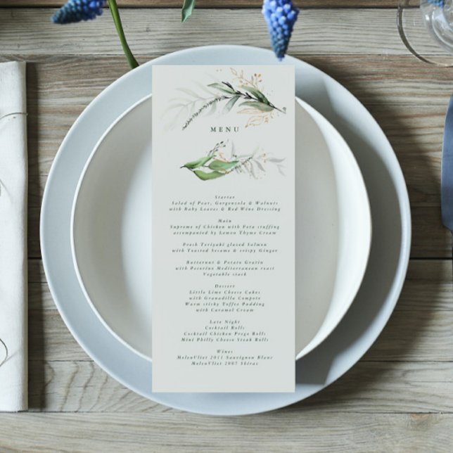 Menu Vidro do Mar Verde Elegante Eucalyptus Elegante (Criador carregado)