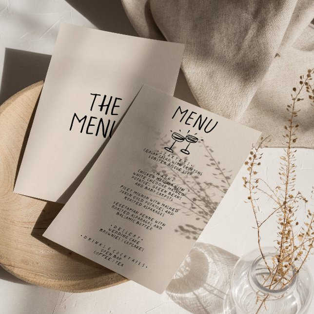 Menu Vidros De Champanhe Desenhados À Mão Para Trás Cas (Criador carregado)