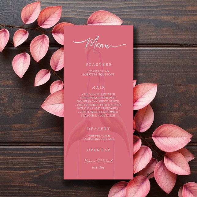Menu Vinho Flamingo Rosa Elegante (Criador carregado)