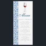 Menu Vinho mediterrânico azulejo de laranja azul<br><div class="desc">Olive Watercolor Orange Blue azulejo Mediterranean Details</div>