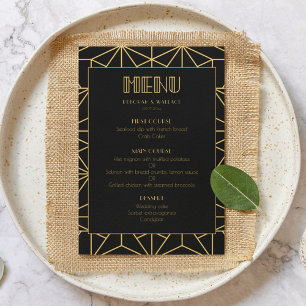 Menu Vintage 1920 art deco casamento geométrico