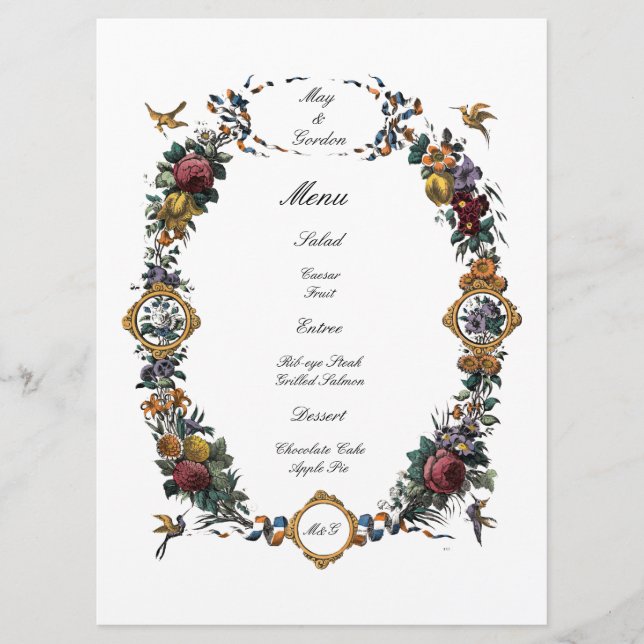 Menu Vintage Baroque Rococo Floral Cartouche (Frente)