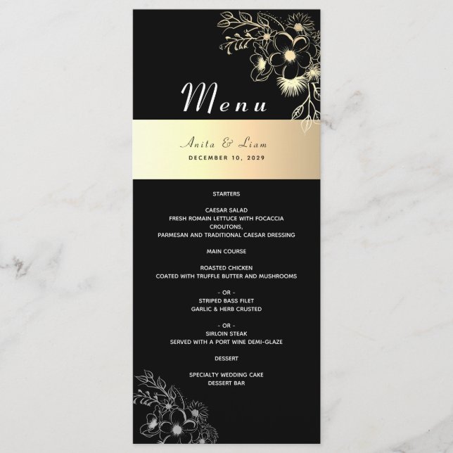 Menu Vintage Black and Dourado Wedding (Frente)
