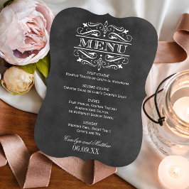 Menu Vintage Black Chalkboard Flourish Wedish