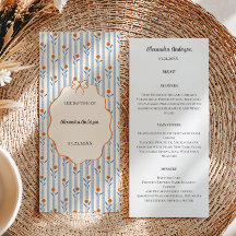 Vintage Blue Stripes Laranja Floral Baptismo Laran