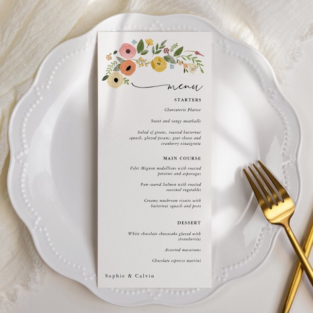 Menu Vintage Boho Floral Wedding (Criador carregado)