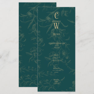 Menu Vintage BOTANICAL TEAL DOURADO Casamento