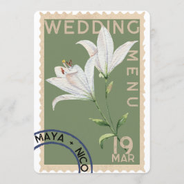 Menu Vintage carimbo Wedding