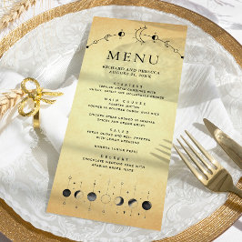 Menu Vintage Celestial Fases da Lua Crescente Casamento
