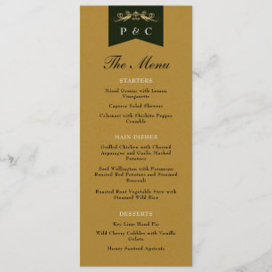 Menu Vintage Chic Dourado Livro da Biblioteca Preta Cas
