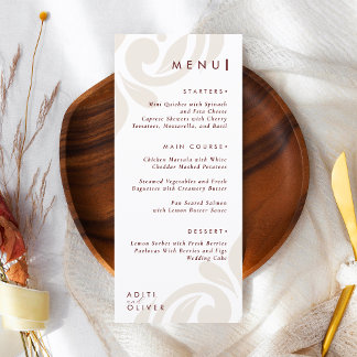 Menu Vintage Classic Chic Typography Burgundy Wedding
