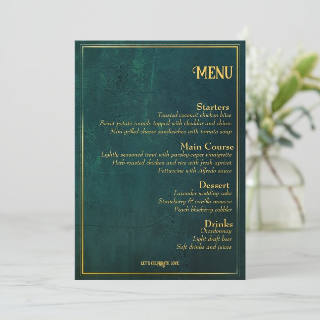 Menu Vintage Dark Green (Em pé/Frente)