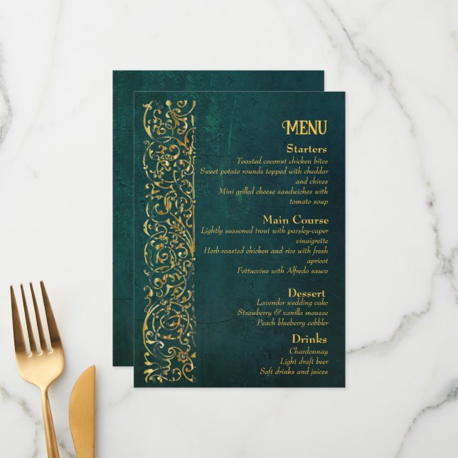 Menu Vintage Dark Green (Frente/Verso In Situ)