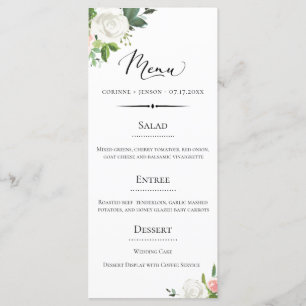 Menu Vintage Deco Floral Wedding