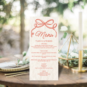 Menu Vintage Desenhado Mão Laranja Retro Arco Casamento